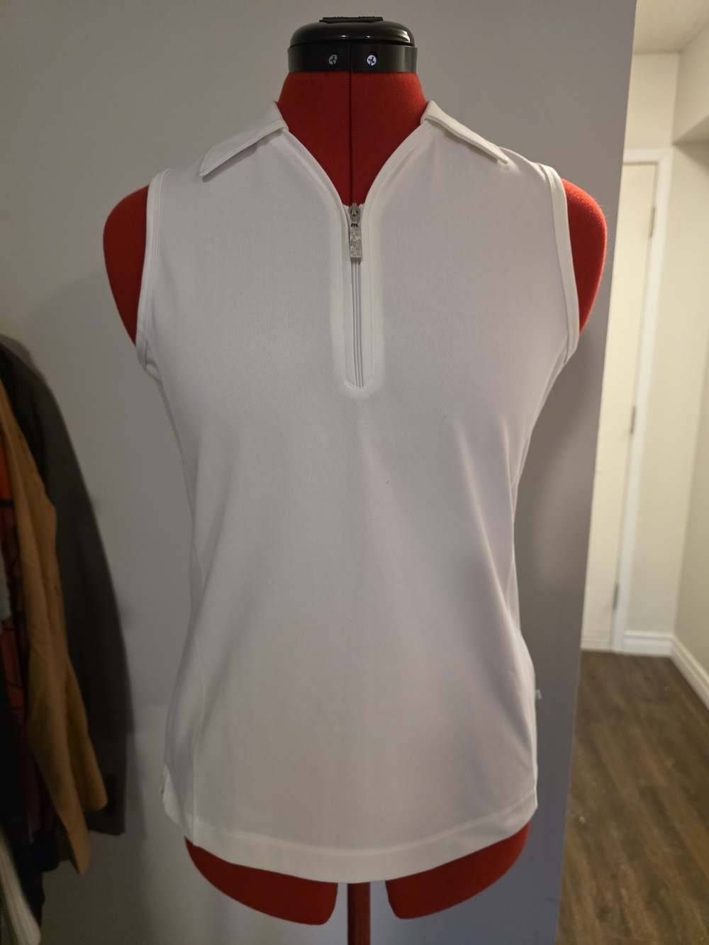 Callaway Golf White Sleeveless Zip Polo Tank